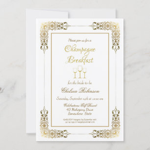 Invitation Gold Lace Champagne Fête des mariées de petit déje
