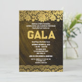 Invitation Gold Lace Charity Ball Parti de collecte de fonds  (Debout devant)