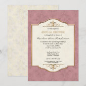 Invitation Gold & Lace Classic Formal Fête de l'mariée élégan (Devant / Derrière)