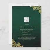 Invitation Gold Lace Emerald Green All-in-1 Wedding Invitatio (Dos)