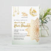 Invitation Gold Lantern Islamic Pattern Ramadan Iftar (Debout devant)