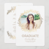 Invitation Gold Laurel Photo Graduation Party (Devant / Derrière)
