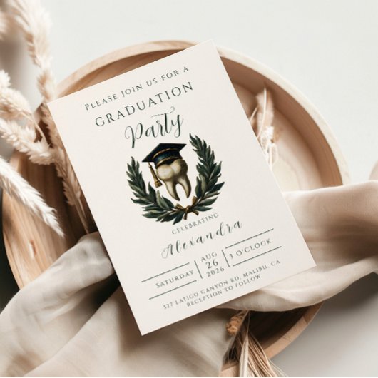 Invitation Gold Laurel Tooth Graduation Party