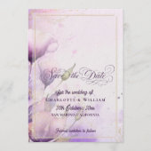 Invitation Gold Lavender Floral Photo Wedding Save the Date (Devant)