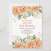 Invitation Gold Leaf Orange Peony Rustic Floral Anniversaire (Devant)