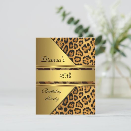 Invitation Gold Leopard 35e fête d'anniversaire (Debout devant)