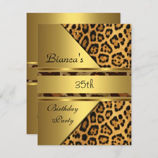 Invitation Gold Leopard 35e fête d'anniversaire (Devant / Derrière)