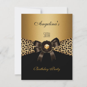 Invitation Gold Leopard Café Brown Black 50e anniversaire