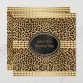 Invitation Gold Leopard fête d'anniversaire (Devant / Derrière)