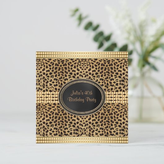 Invitation Gold Leopard fête d'anniversaire (Debout devant)