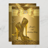 Invitation Gold Leopard High Heure Black Bow Anniversaire (Devant / Derrière)