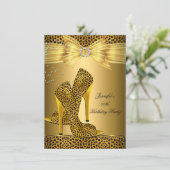 Invitation Gold Leopard High Heure Black Bow Anniversaire (Debout devant)