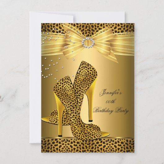 Invitation Gold Leopard High Heure Black Bow Anniversaire (Devant)