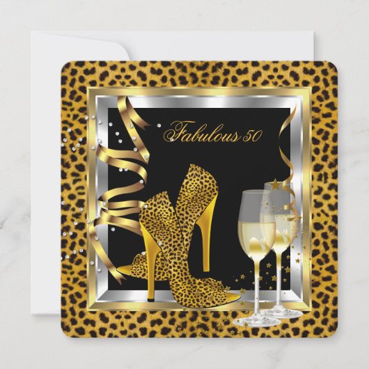 Invitation Gold Leopard Noir talons hauts Chaussures Annivers (Devant)
