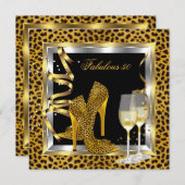 Invitation Gold Leopard Noir talons hauts Chaussures Annivers (Devant / Derrière)