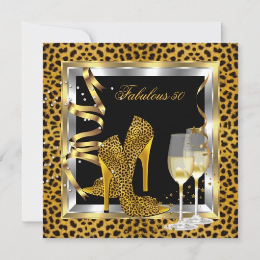 Invitation Gold Leopard Noir talons hauts Chaussures Annivers (Devant)