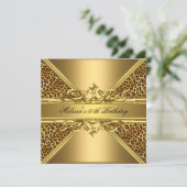Invitation Gold Leopard On Gold 50th Birthday Party 2 (Debout devant)