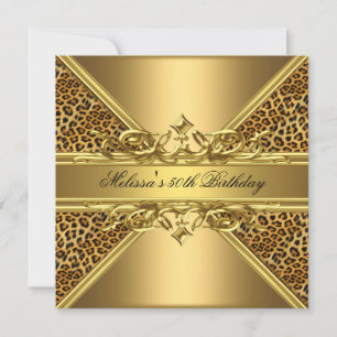 Invitation Gold Leopard On Gold 50th Birthday Party 2