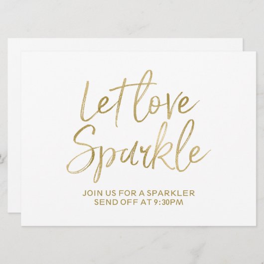 Invitation Gold "Let love scintiller" Sparkler Envoyer l'insc (Devant / Derrière)
