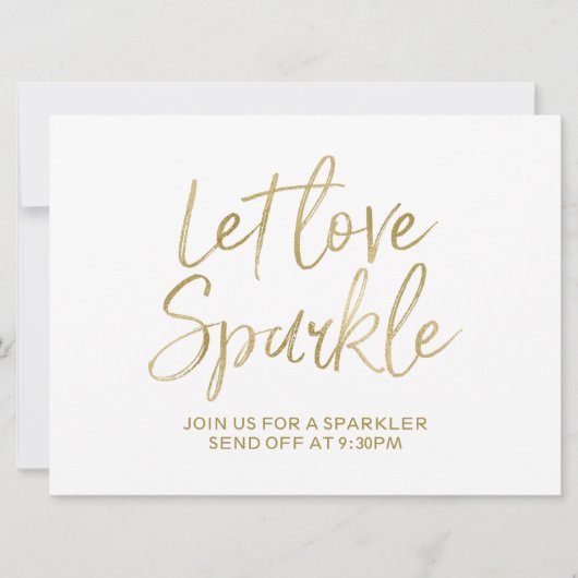 Invitation Gold "Let love scintiller" Sparkler Envoyer l'insc (Devant)