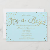 Invitation Gold & Light Blue Modern C'est un Baby shower garç (Devant)