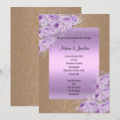 Invitation Gold Lilac Purple Fiançailles de mariage élégant (Devant / Derrière)