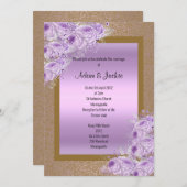 Invitation Gold Lilac Purple Fiançailles de mariage élégant (Devant / Derrière)