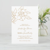 Invitation Gold Line Art Floral Mariage élégant (Debout devant)