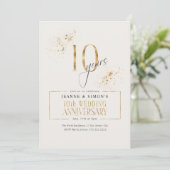 Invitation Gold Line Floral 10th Anniversary ID1169 (Debout devant)