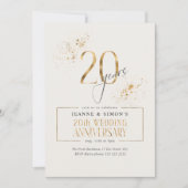 Invitation Gold Line Floral 20th Anniversary ID1169 (Devant)