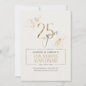 Invitation Gold Line Floral 25th Anniversary ID1169 (Devant)
