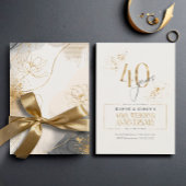 Invitation Gold Line Floral 40th Anniversary ID1169