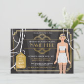 Invitation Gold Lingerie Fête des mariées 1920s Pearl Invitat (Debout devant)