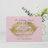 Invitation Gold Lips Kiss anniversaire (Debout devant)