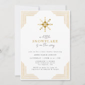 Invitation Gold Little Snowflake Minimal Elegant Baby Shower (Devant)