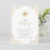 Invitation Gold Little Snowflake Minimal Elegant Baby Shower (Debout devant)