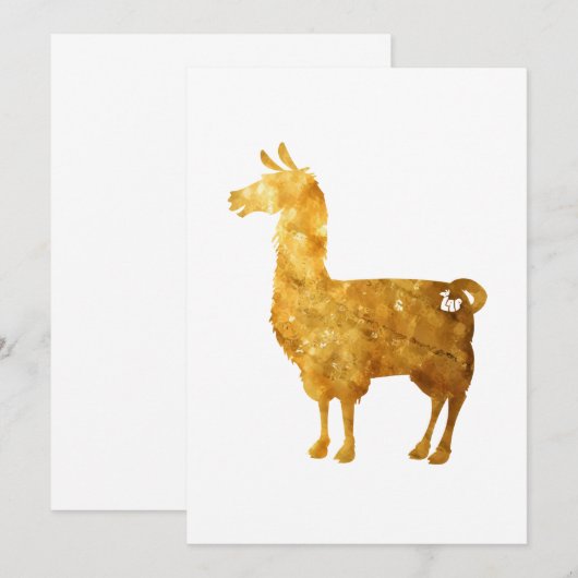Invitation Gold Llama (Devant / Derrière)