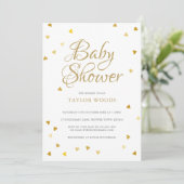 Invitation Gold Love Hearts Confetti Baby shower / Saupoudrer (Debout devant)