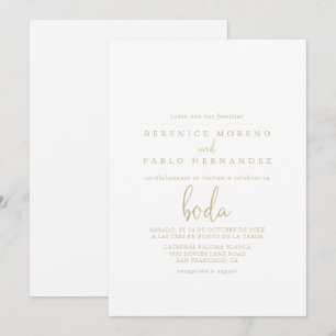 Invitation Gold Love Script Mariage espagnol  