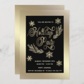 Invitation Gold luxe typographie entreprise Fête de vacances (Devant / Derrière)