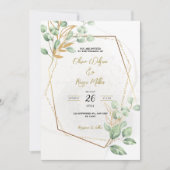 Invitation Gold Luxury Verdure Floral Chic Elégant Mariage (Devant)