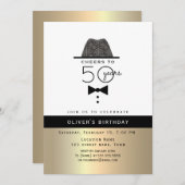 Invitation Gold Male 50e anniversaire (Devant / Derrière)
