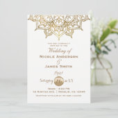 Invitation Gold Mandala Blanc Moderne Élégant Mariage minimal (Debout devant)