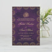 Invitation Gold Mandala Frame violet musulman musulman mariag (Debout devant)