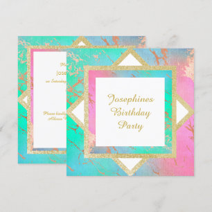INVITATION GOLD MARBRE PASTEL ANNIVERSAIRE PERSONNALISÉ COUCH
