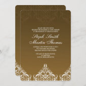 Invitation Gold Mariage damassé (Devant / Derrière)