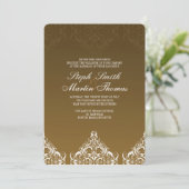 Invitation Gold Mariage damassé (Debout devant)
