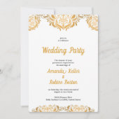 Invitation Gold Mariage damassé élégante (Devant)