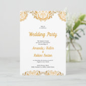 Invitation Gold Mariage damassé élégante (Debout devant)