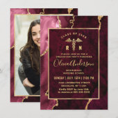 Invitation Gold Maroon Nursing School RN Graduation Party (Devant / Derrière)